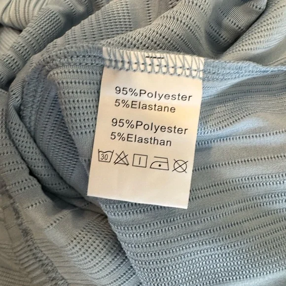 PAUL JONES Mens Textured Knit Polo Shirt Light Blue Stretchy Golf Shirt Lg NWT - Picture 7 of 7